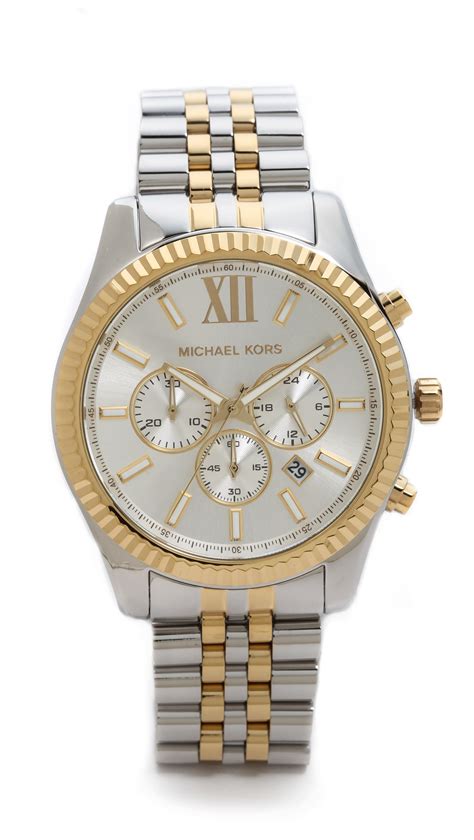 michael kors oversized lexington watch silver|Michael Kors chronograph gold.